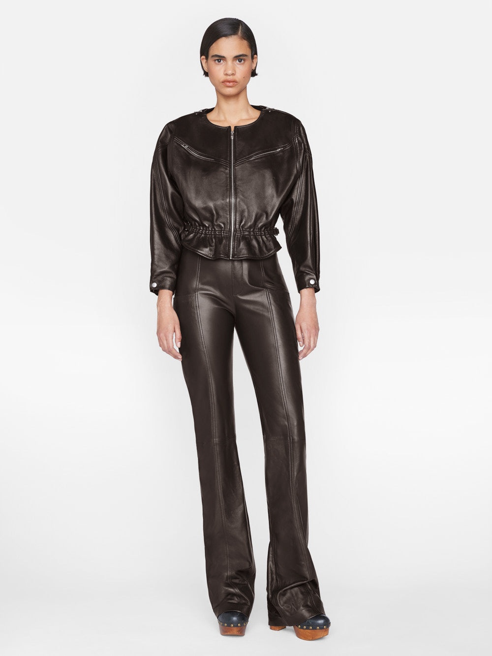 Slouchy Zip Up Jacket in Espresso - 3