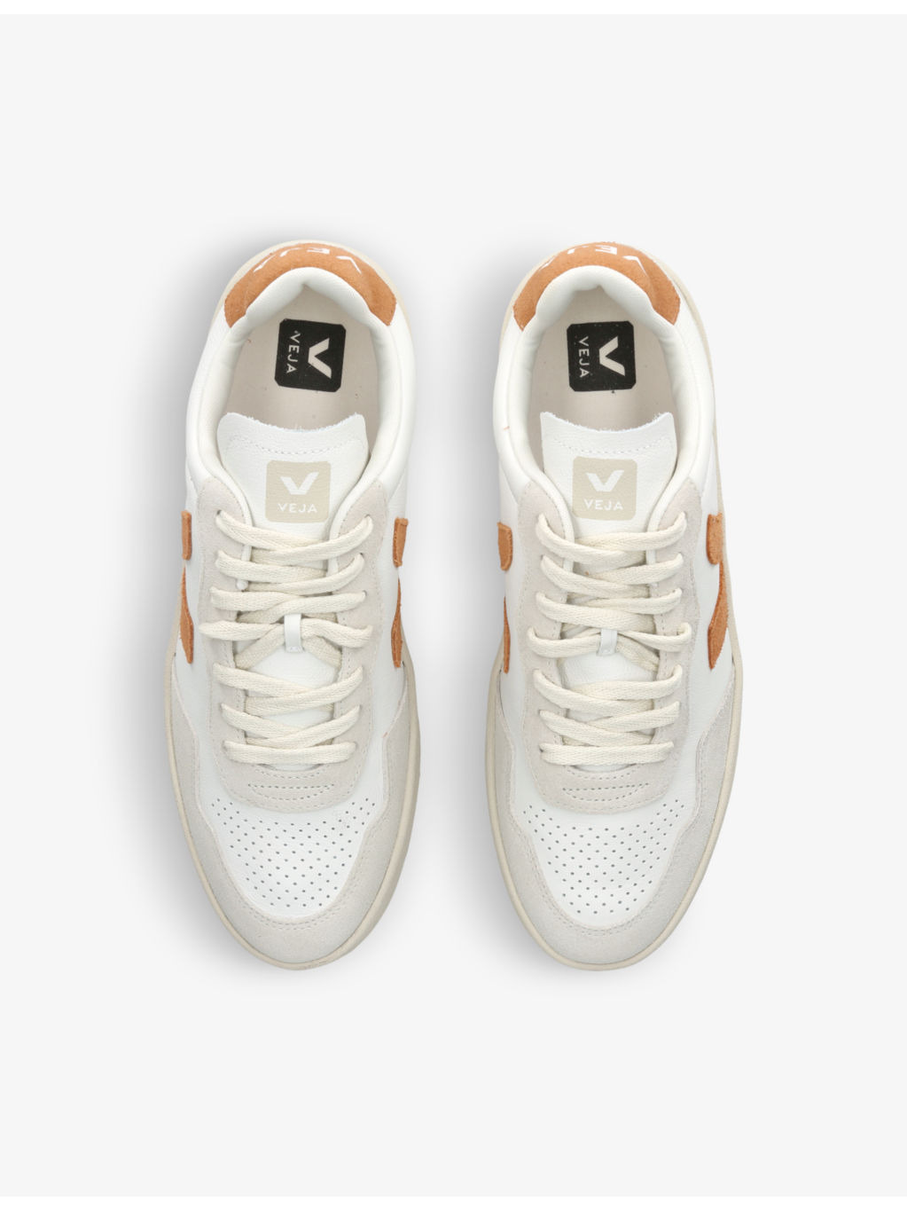 V90 logo-embroidered low-top leather trainers - 2