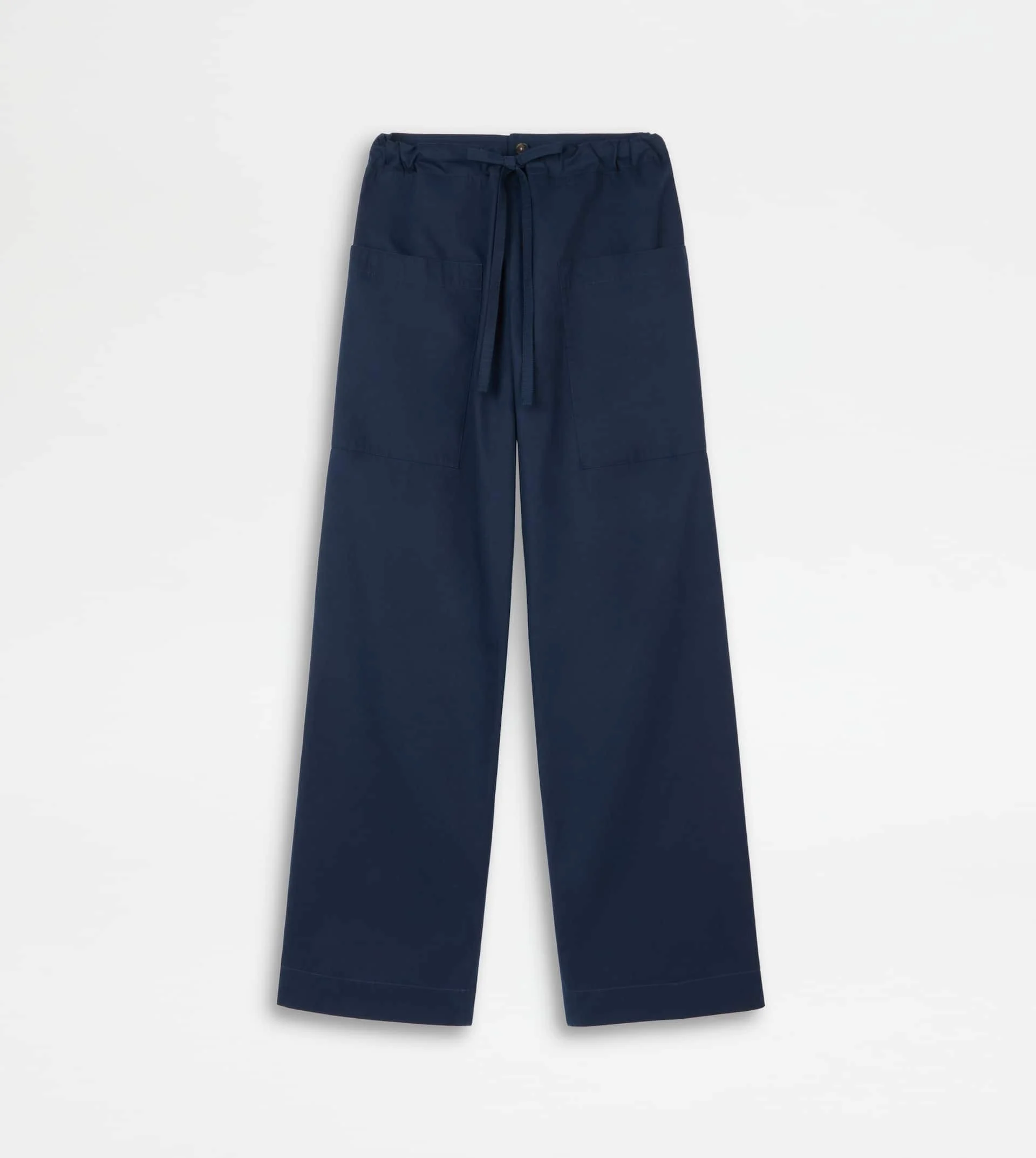 PANTS IN POPLIN WITH DRAWSTRING - BLUE - 1