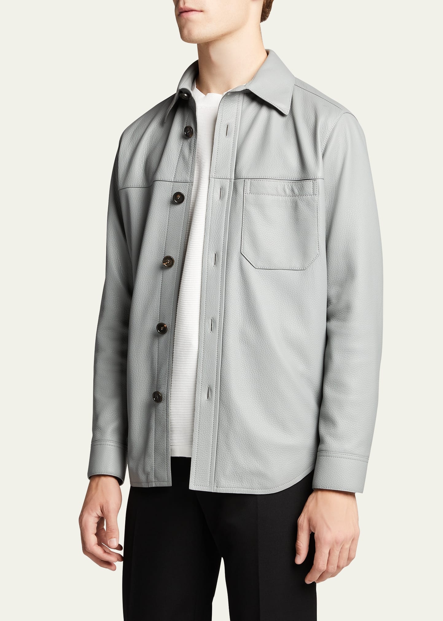 Men's Solid Deerskin Shirt Jacket - 4