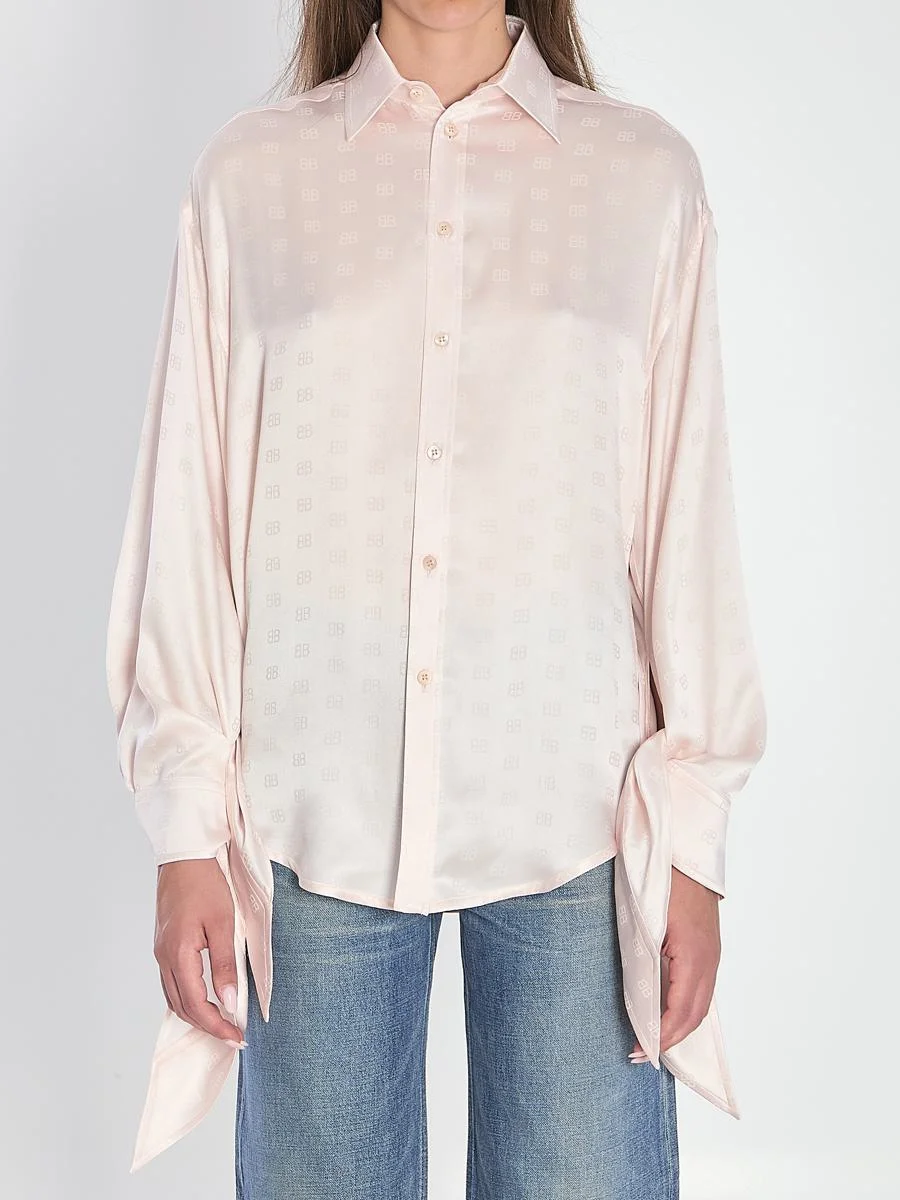 Balenciaga Silk Shirt With Knotted Cuffs - 1