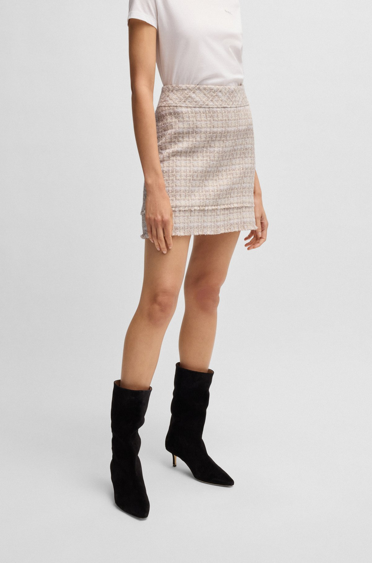 SLIM-FIT TWEED MINI SKIRT WITH FRINGING - 2
