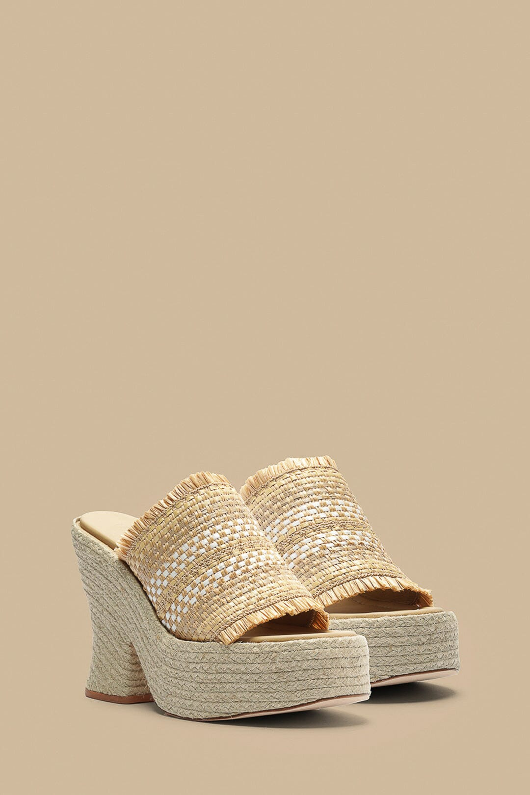 Natural Weaved Raffia Platform Sandal - 2