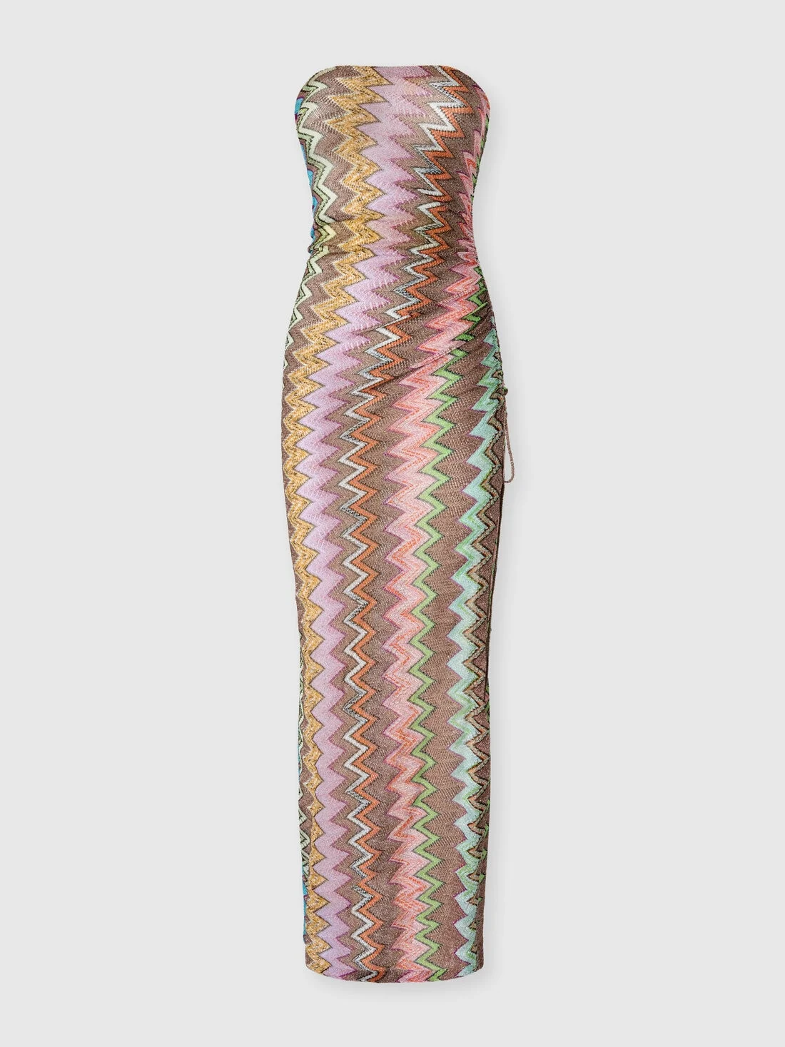 Long cover-up in lamé viscose with macro zigzag pattern - 1