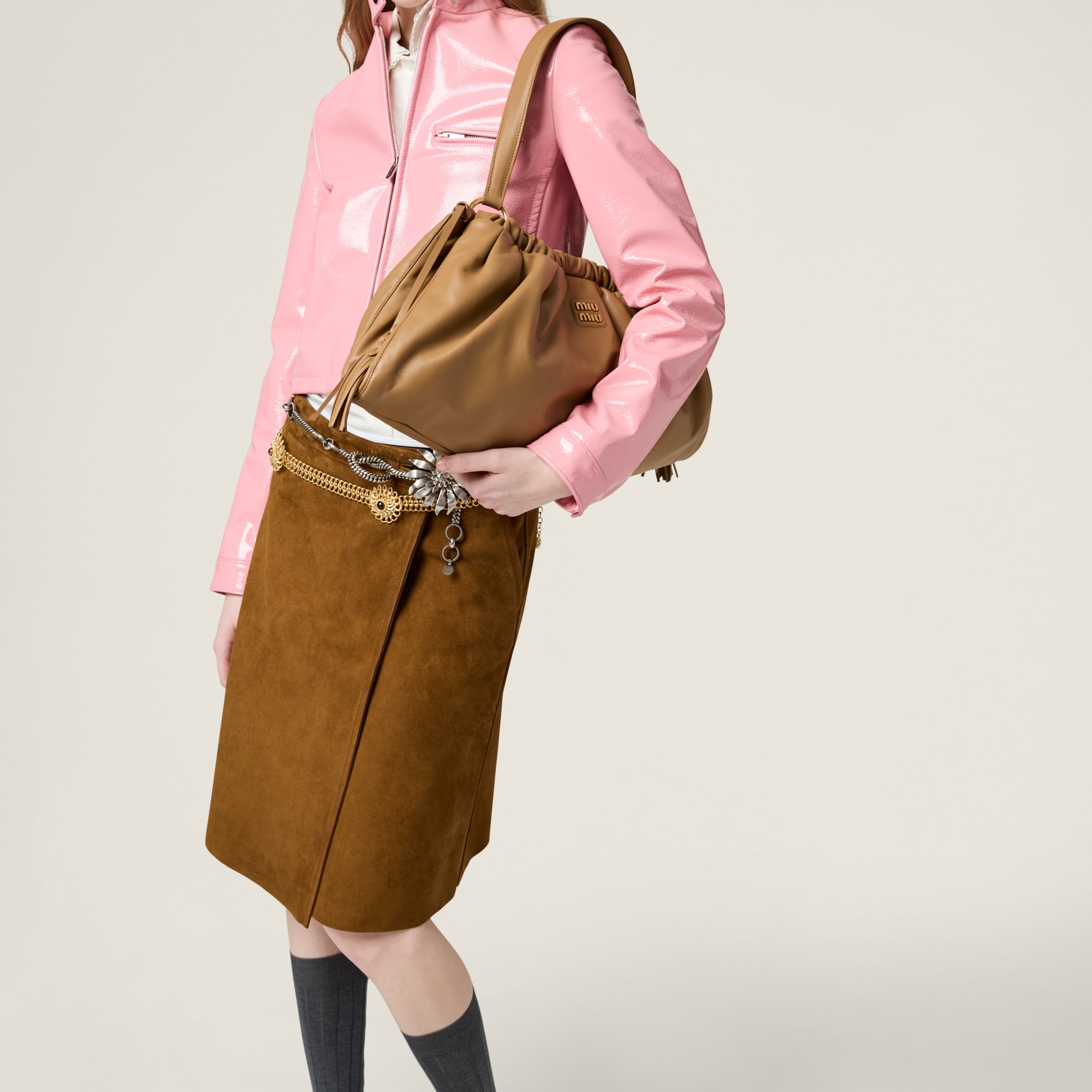 Suede wraparound skirt - 4