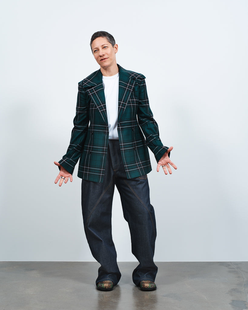 FITTED WAIST TAILORED JACKET IN FOREST GREEN - 6