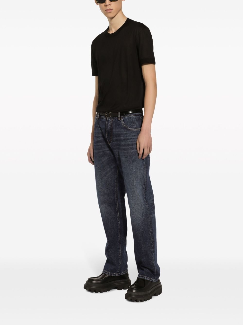crew-neck silk T-shirt - 3