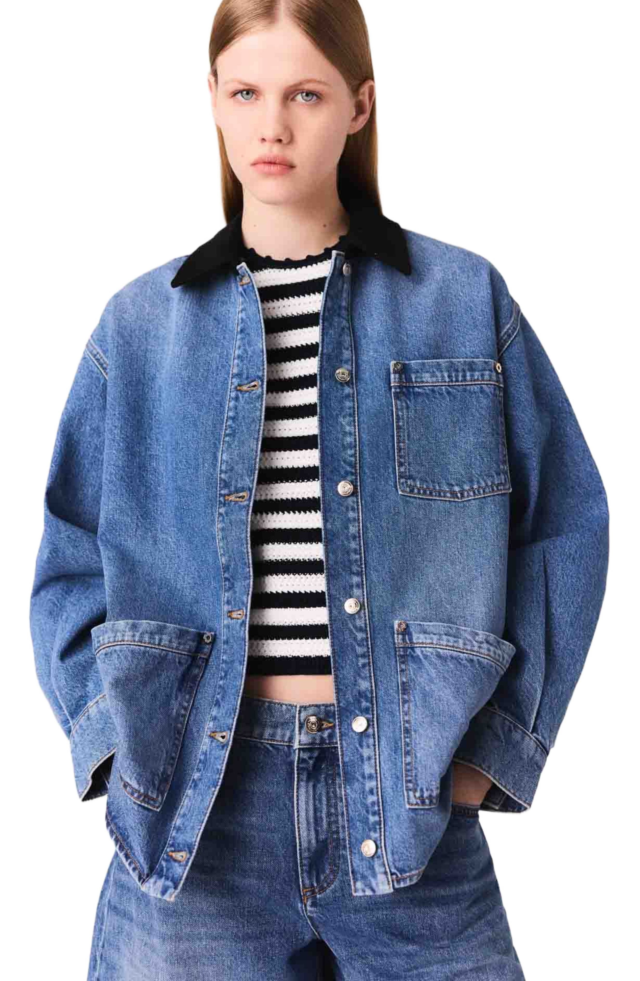 maje Faded denim jacket in Blue at Nordstrom - 5