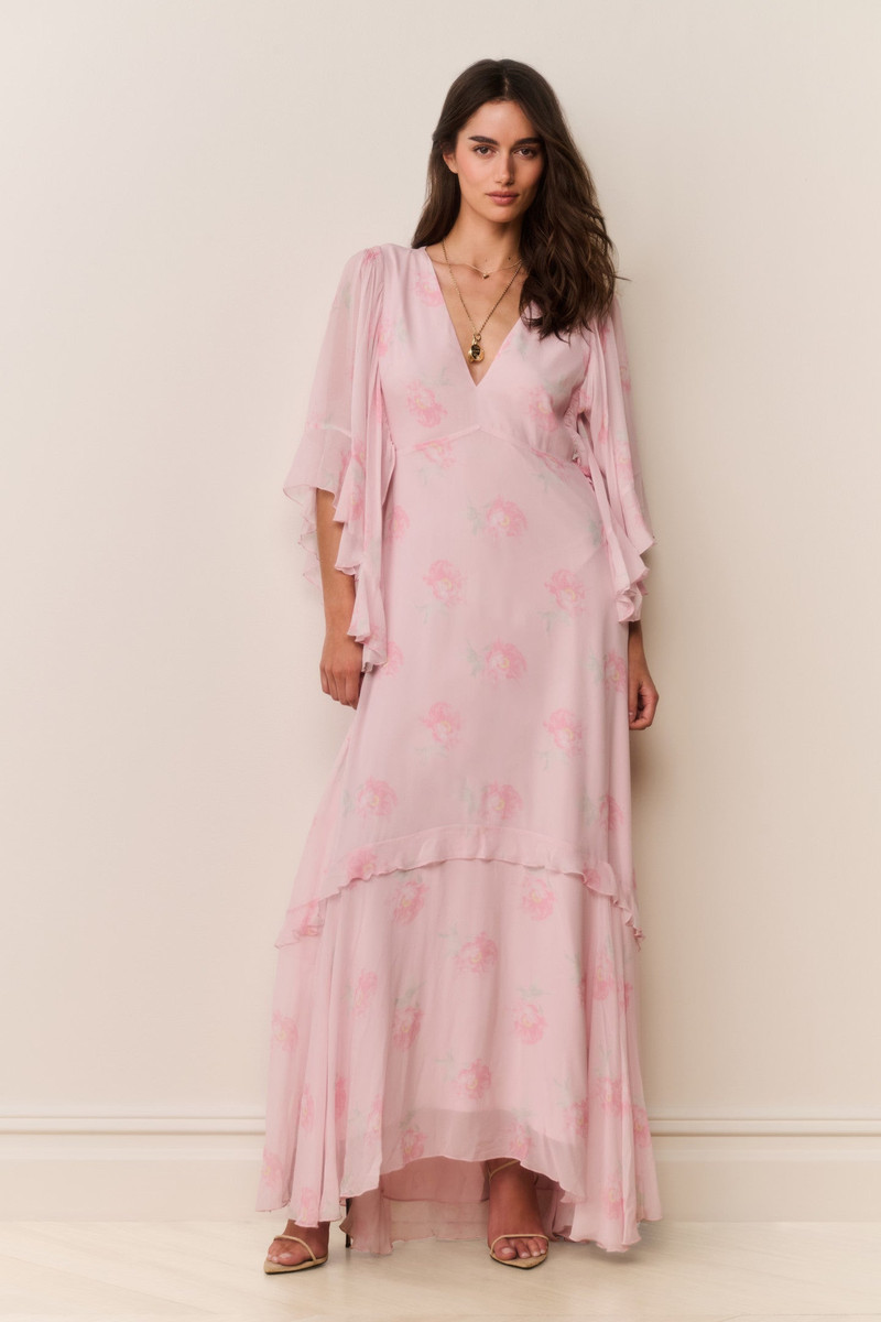 LoveShackFancy Brinley Floral Chiffon Maxi Dress outlook