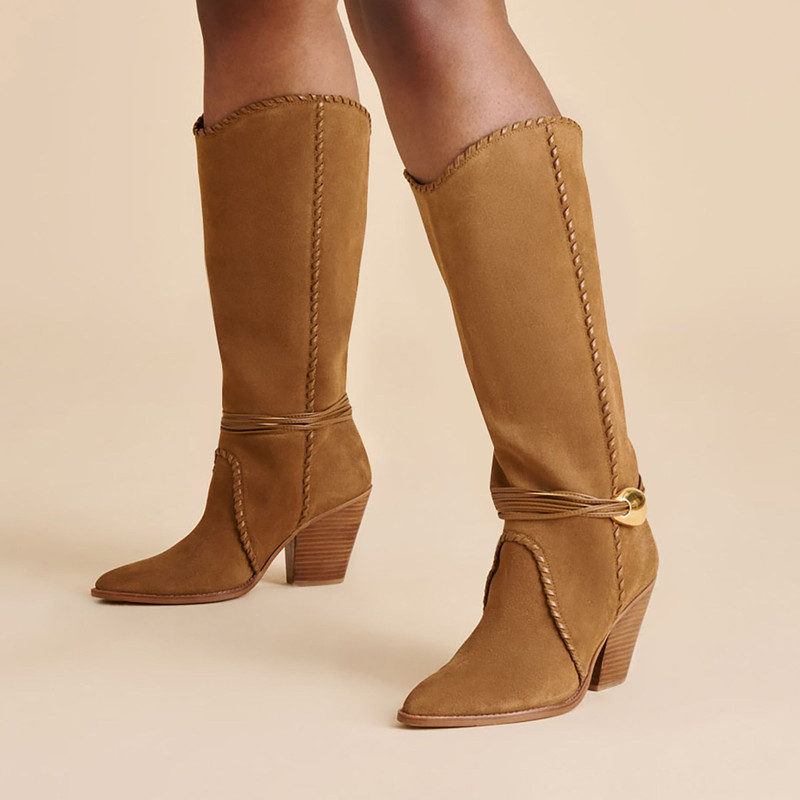 JODY WIDE CALF BOOTS LT BROWN SUEDE 5