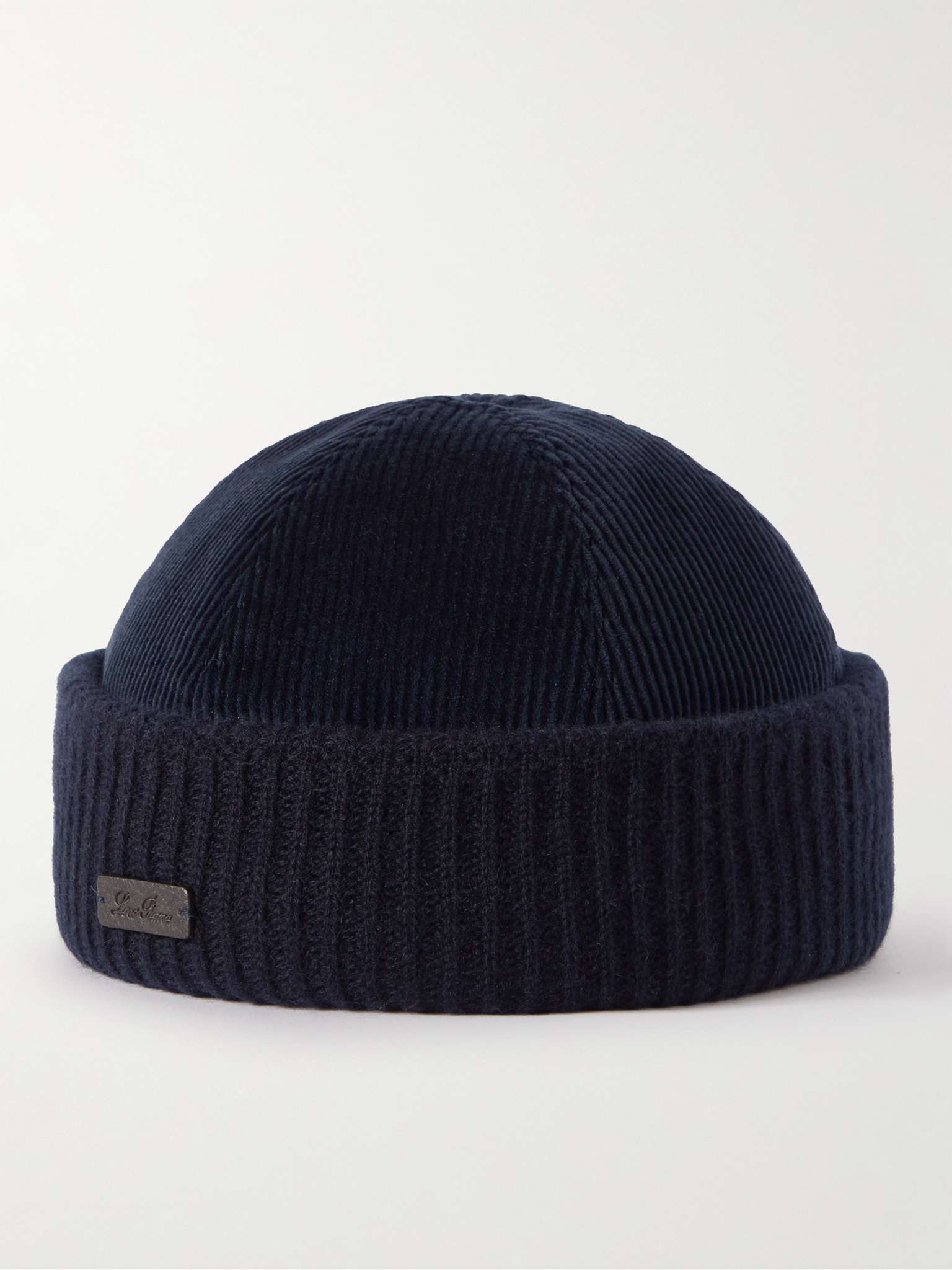 Logo-Appliquéd Ribbed Stretch-Cotton and Cashmere-Blend Beanie - 1