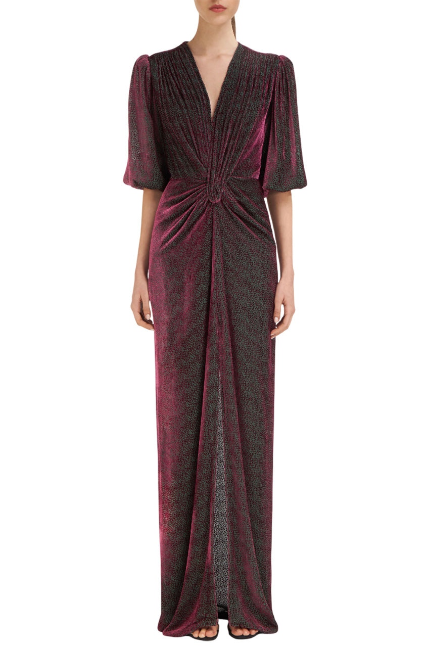 KALLISTA SILK VELVET DEVORÈ GOWN - 2
