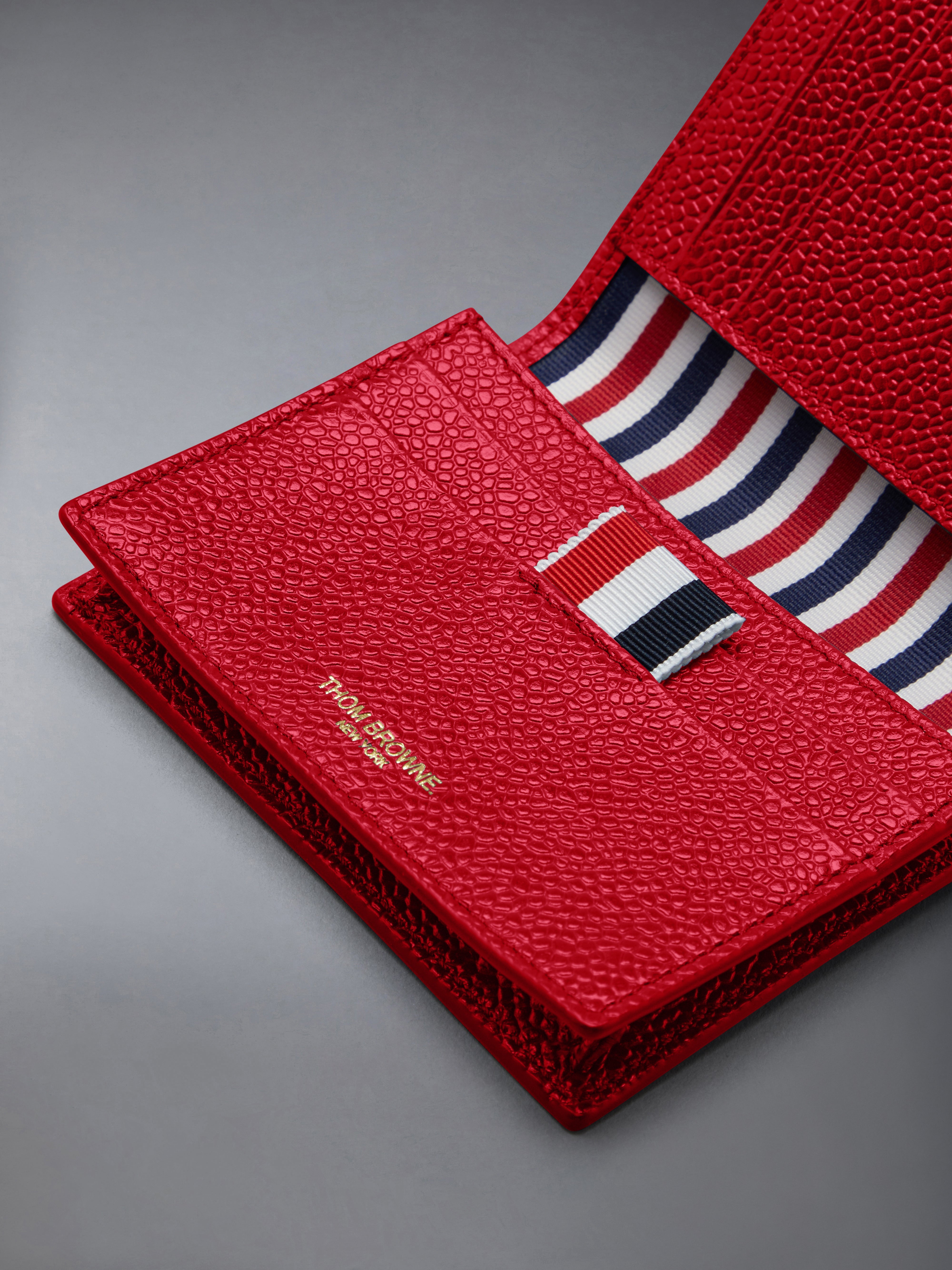 Thom Browne PEBBLE GRAIN LEATHER DOUBLE CARD HOLDER | REVERSIBLE