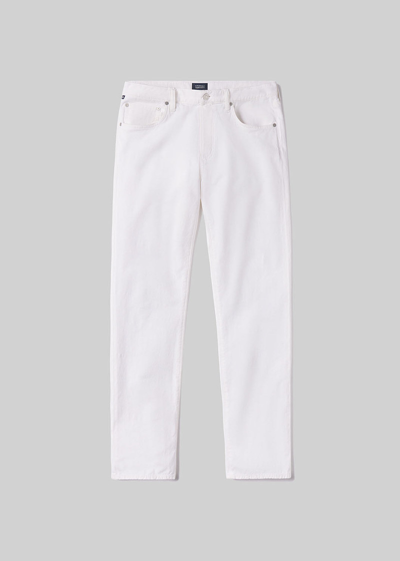 Gage Slim Straight Stretch Linen In White 1