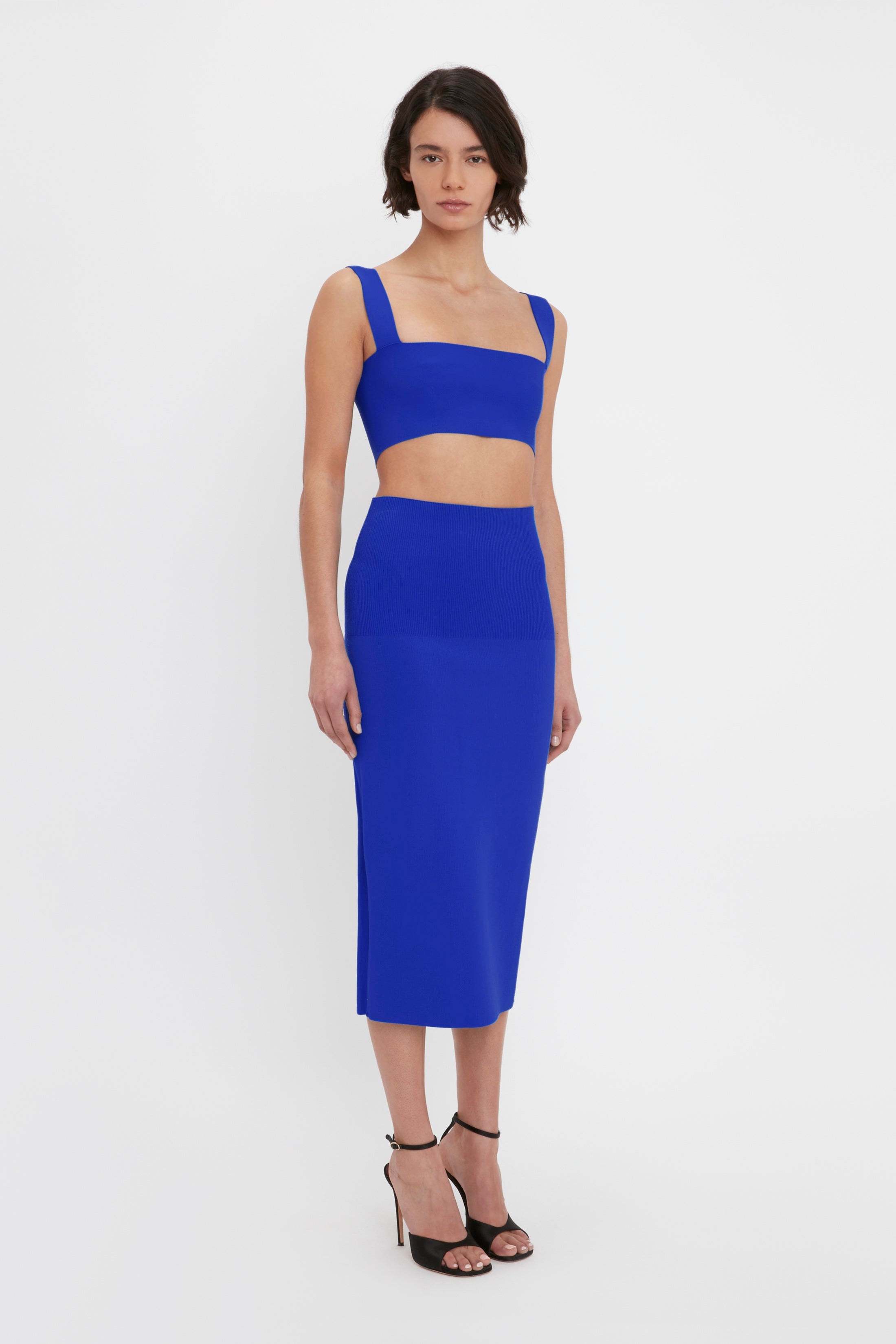 VB Body Fitted Midi Skirt In Cobalt - 4