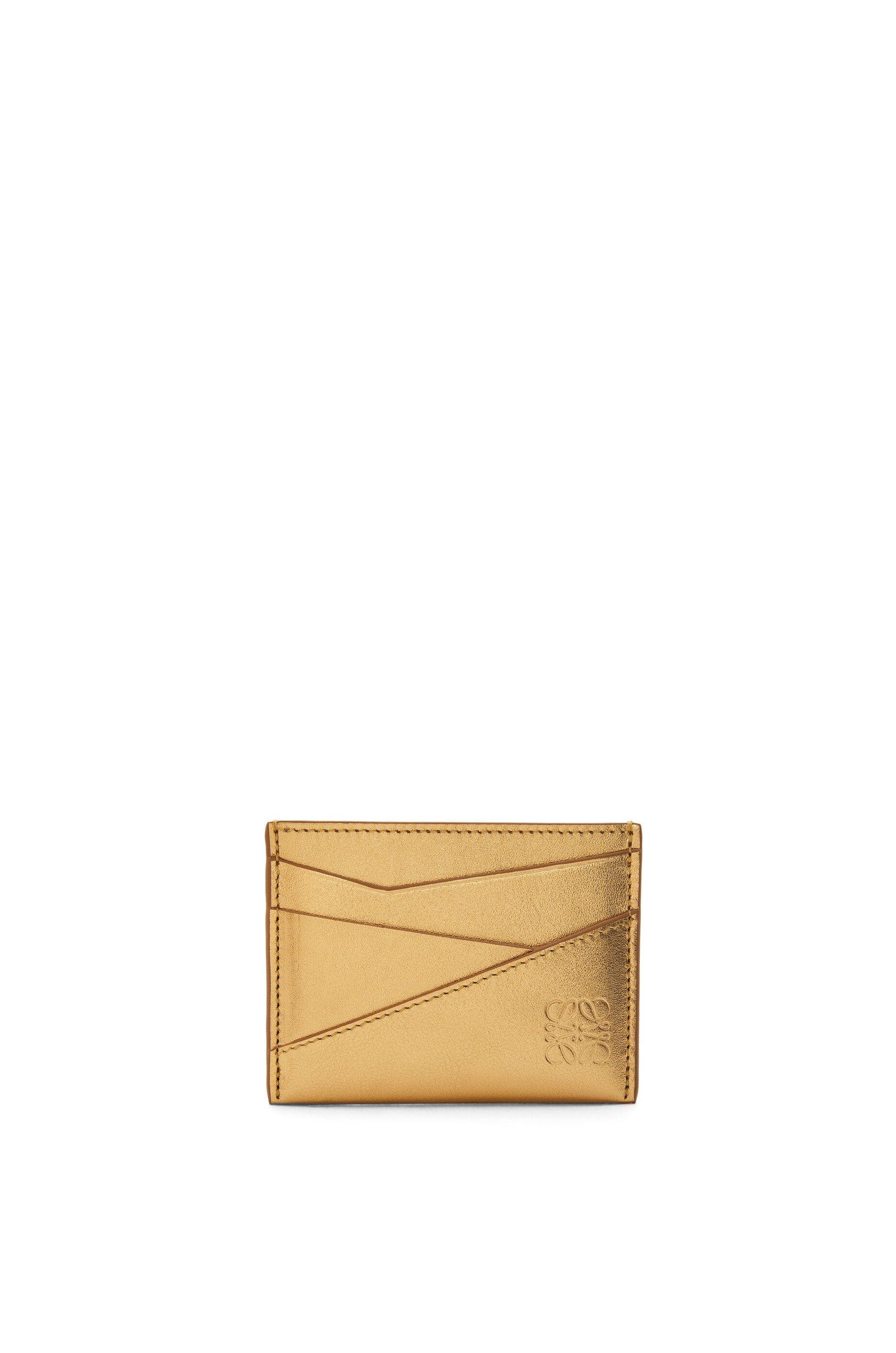 Puzzle plain cardholder in metallic calfskin - 1