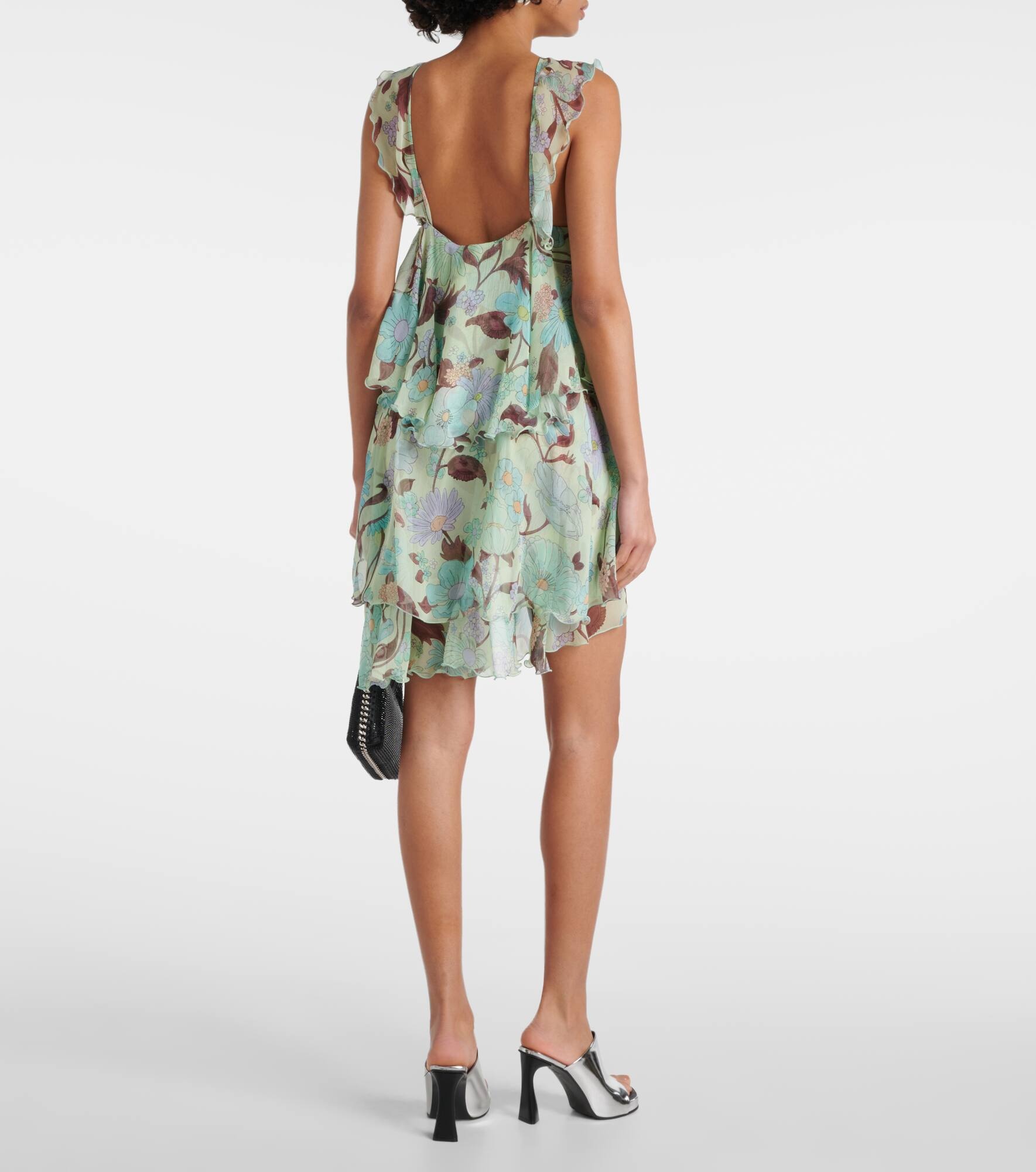 Tiered printed silk minidress - 3