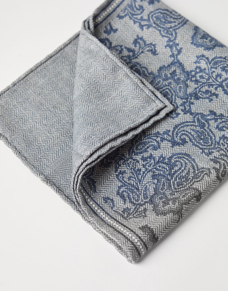 Brunello Cucinelli Silk pocket square with paisley design outlook