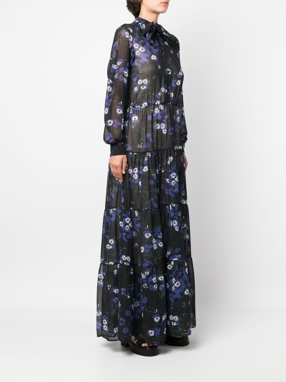 Anemone-print long-sleeve dress - 3