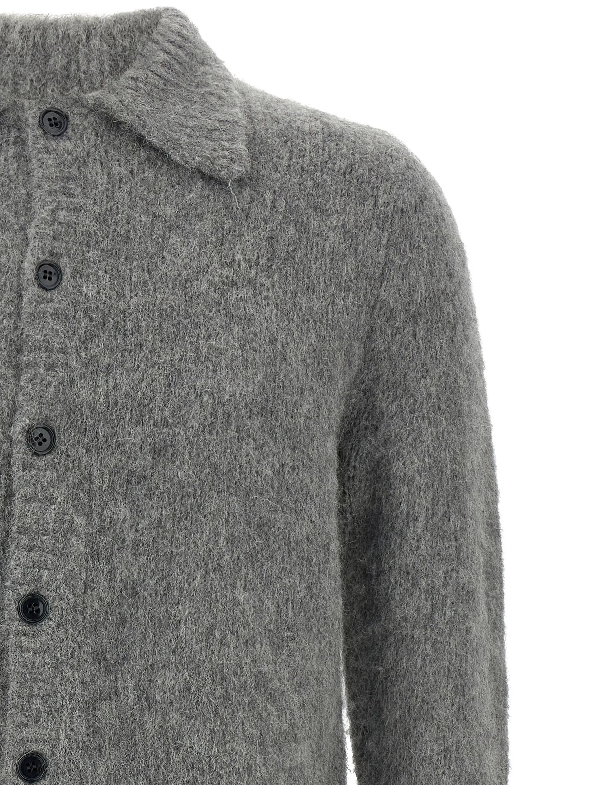 shirt-collar button cardigan - 3