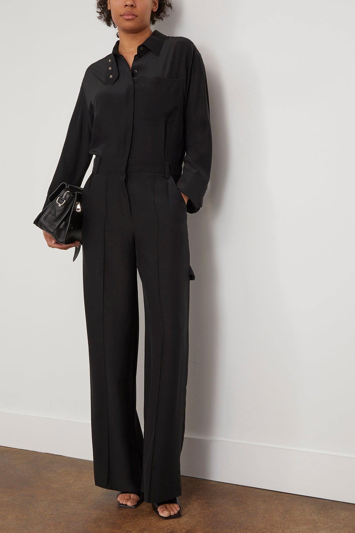 Shiny Statement Jumpsuit in Pure Black - 2
