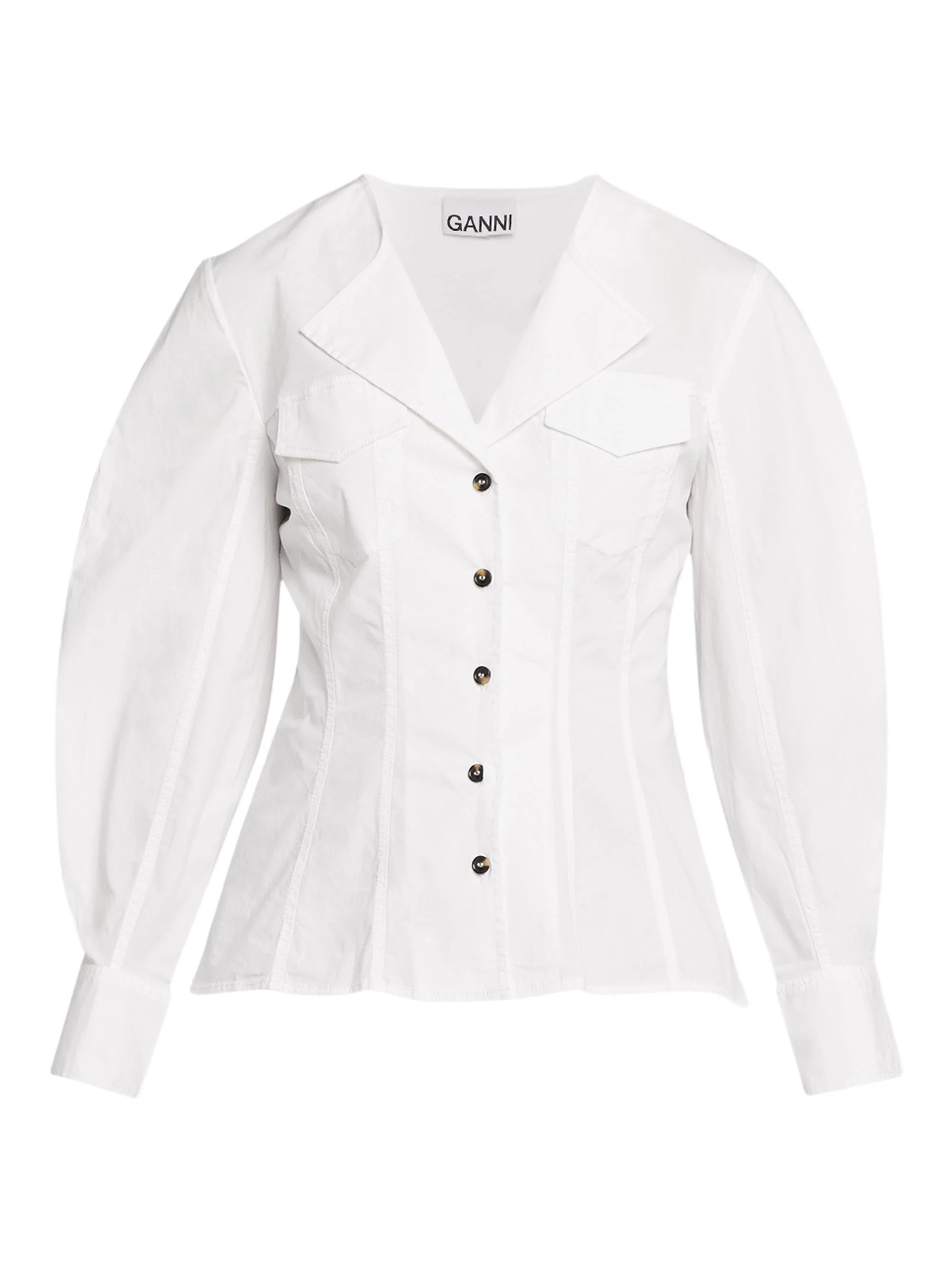 Women's Seamed Stretch-Cotton Shirt - Bright White - 1