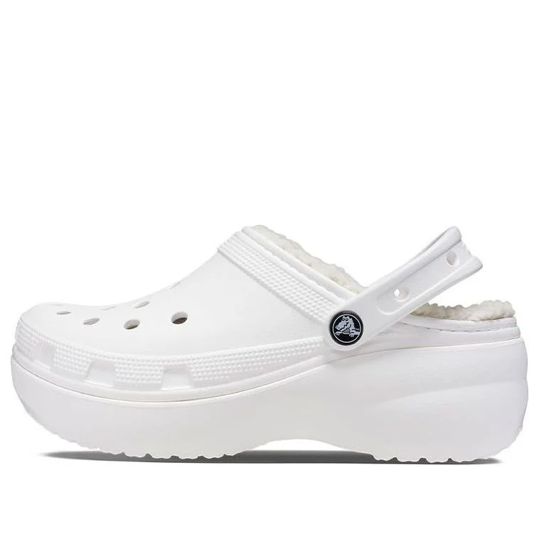 (WMNS) Crocs Classic Platform Lined Clogs 'White' 207938-100 - 1
