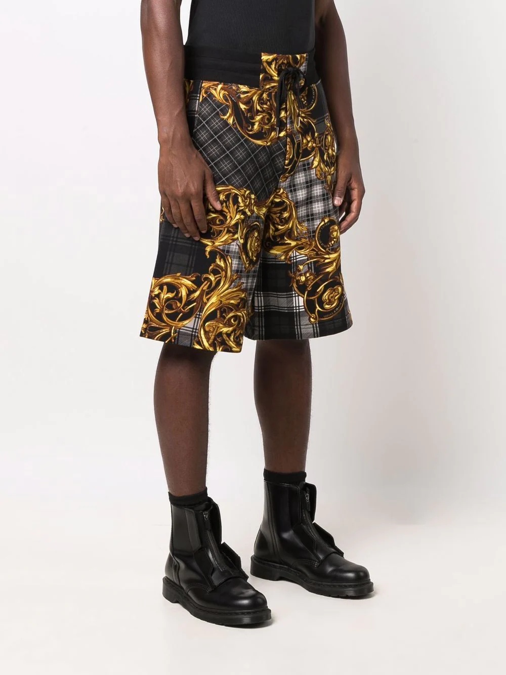 baroque-print track shorts - 3