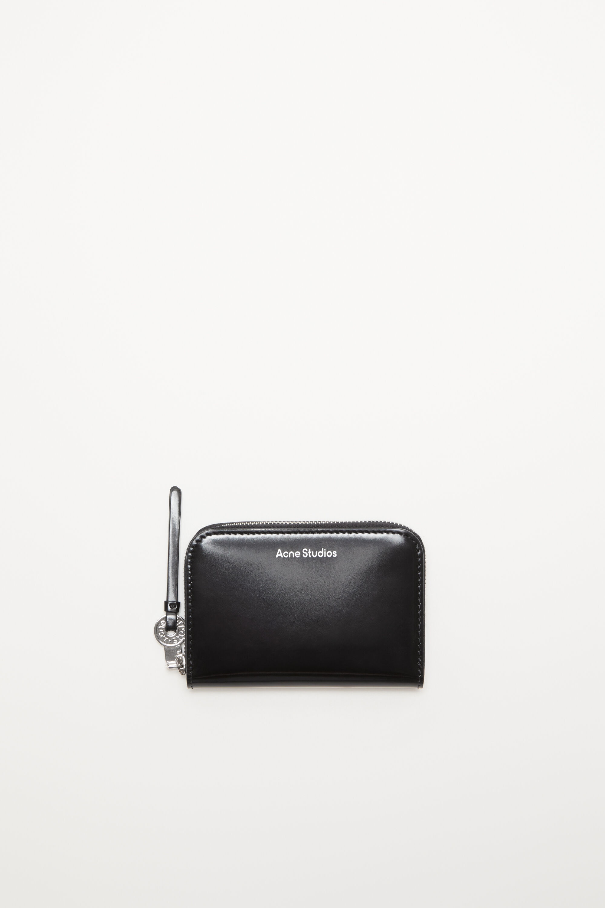 Leather zip wallet - Black - 1