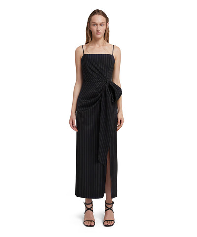 MSGM Fresh wool pinstripe slip dress with knotted waist outlook