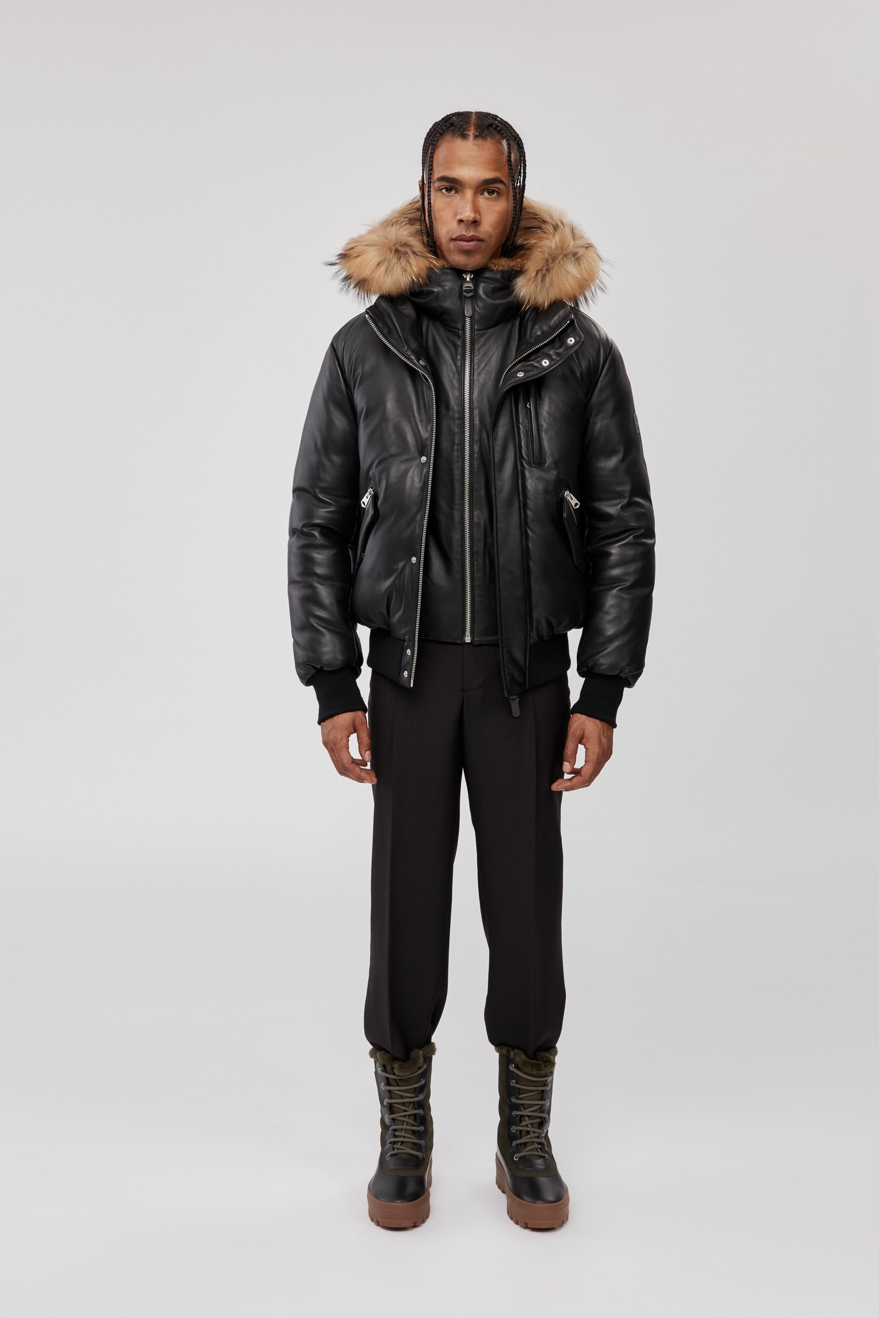 Dalton-F, Bomber Jacket Bomber Jacket with Shearling Trim