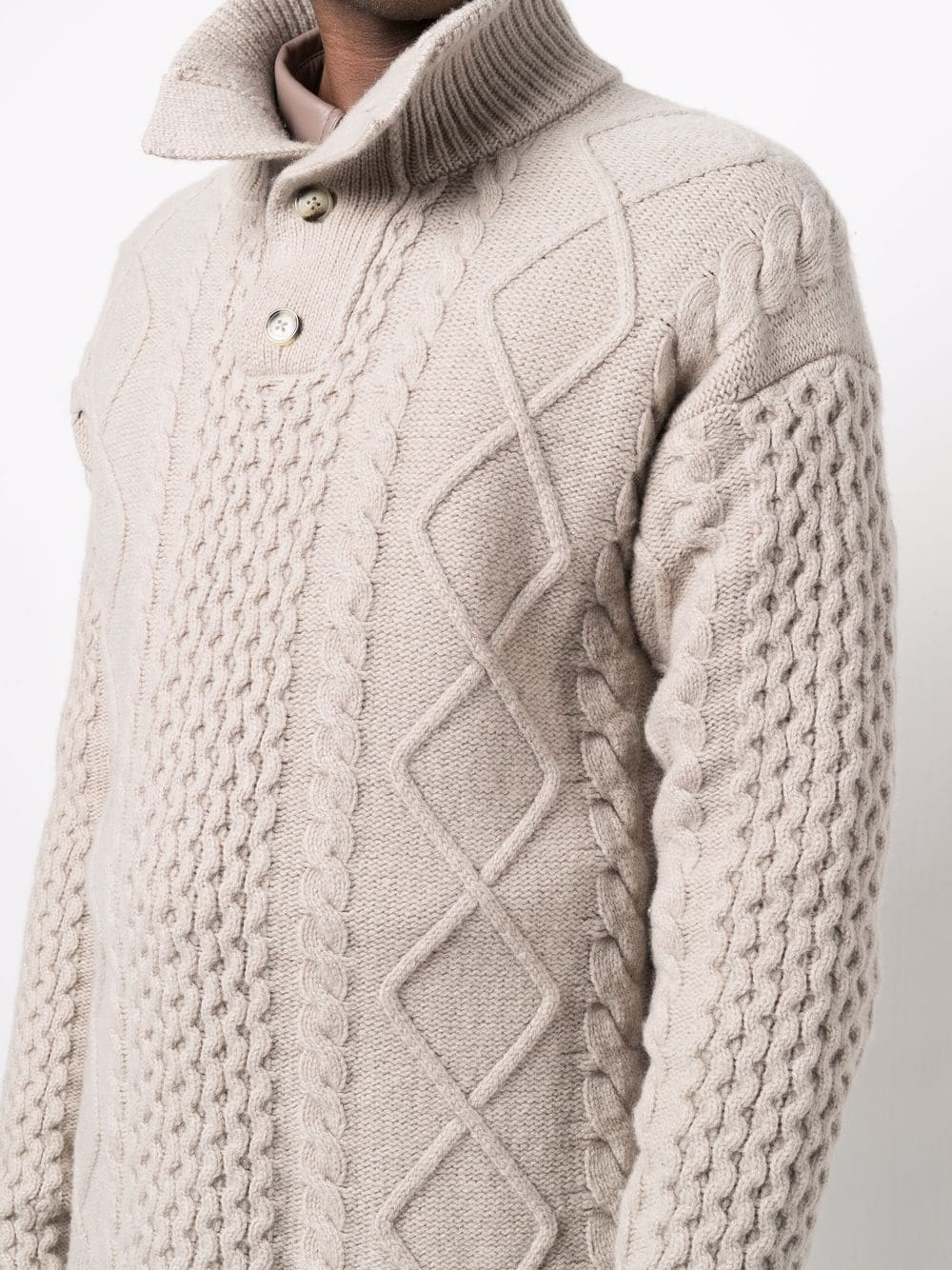button-collar cable-knit jumper - 5