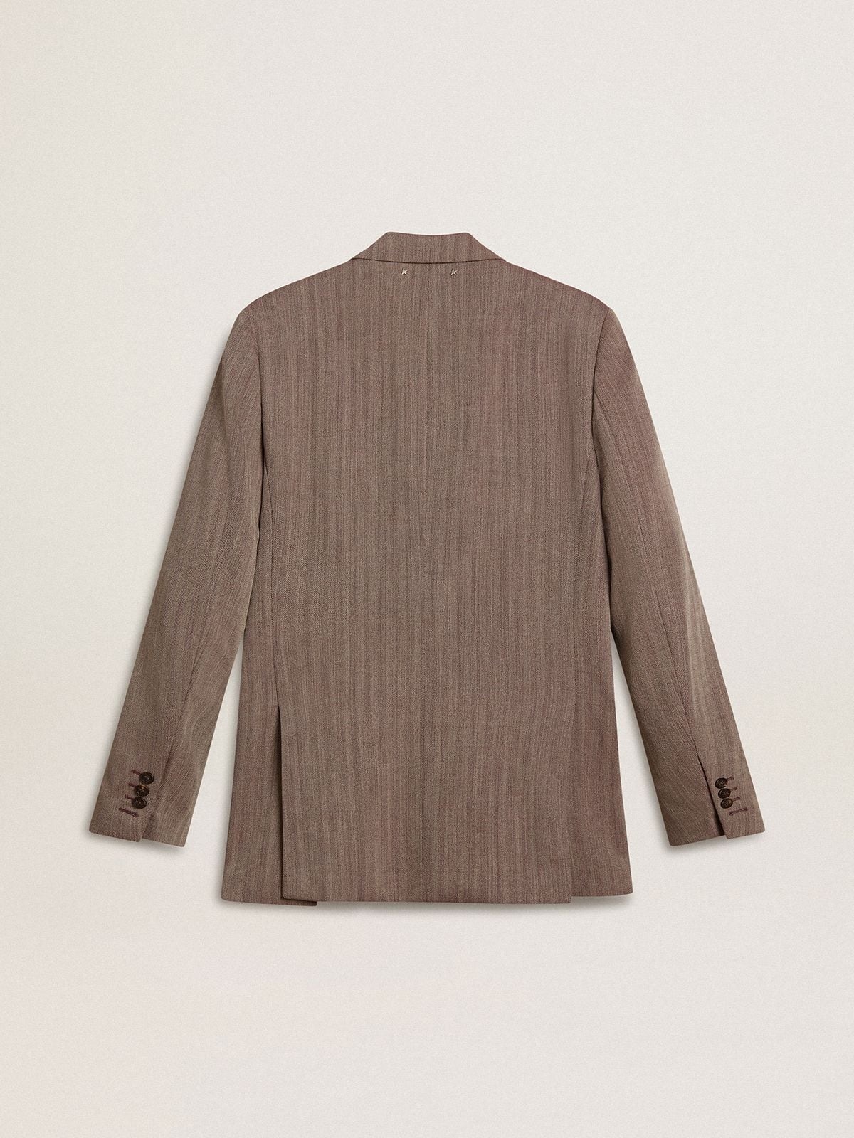 Men's beige chevron wool blend double-breasted blazer - 7