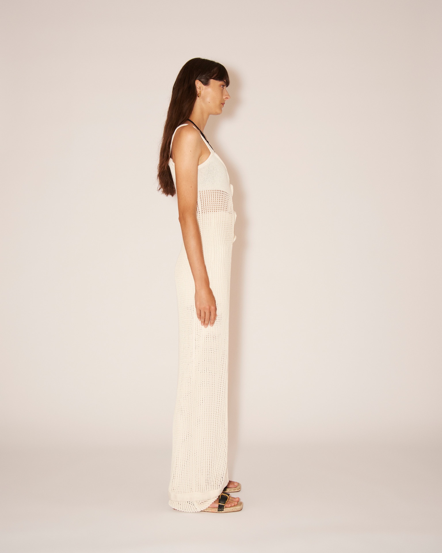 ELIANNE - Cotton-crochet textured dress - Creme - 4
