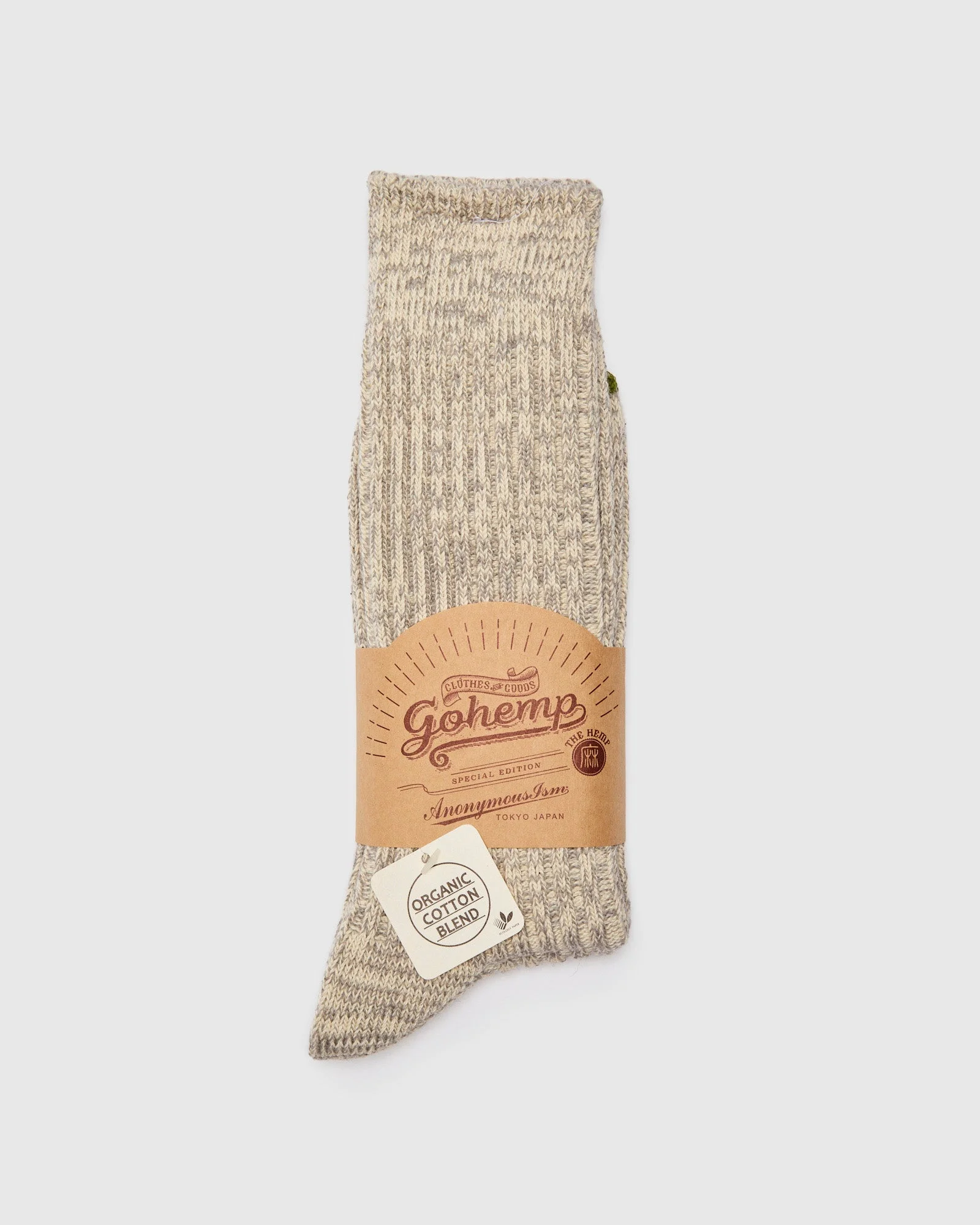 "Go Hemp" Crew Sock in Grey - 1