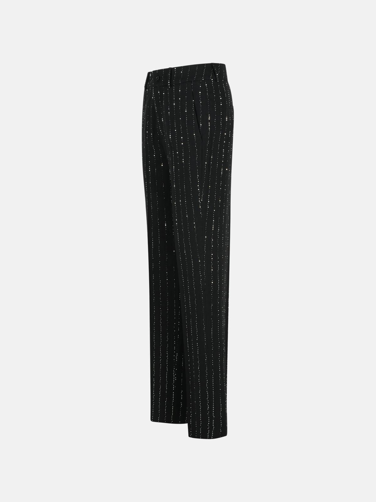 'LADY FIT' SEQUINED PANTS IN BLACK WOOL BLEND - 2