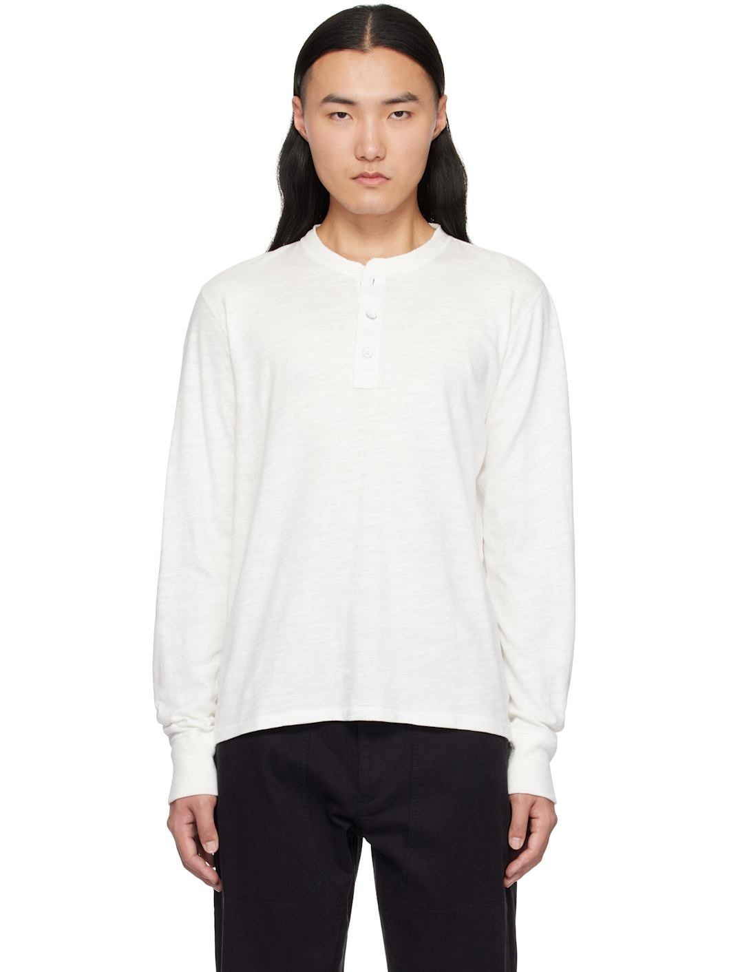 White Classic Flame Henley - 1
