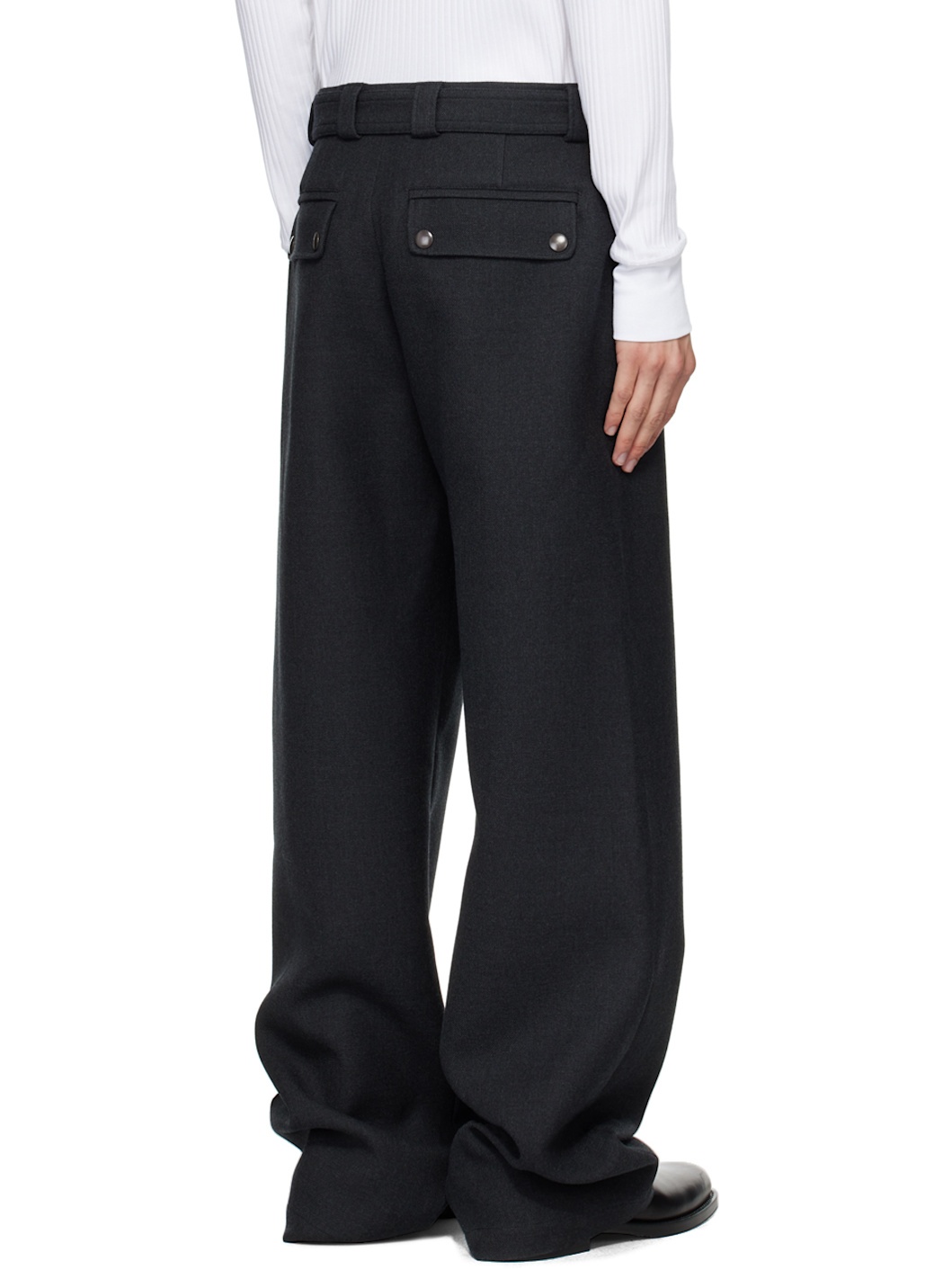 Gray Belted Trousers - 3