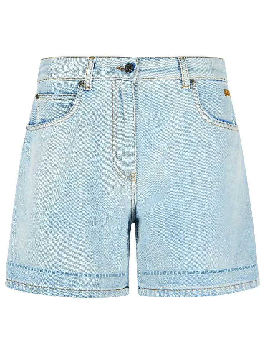 Msgm Light Blue Denim Shorts - 1