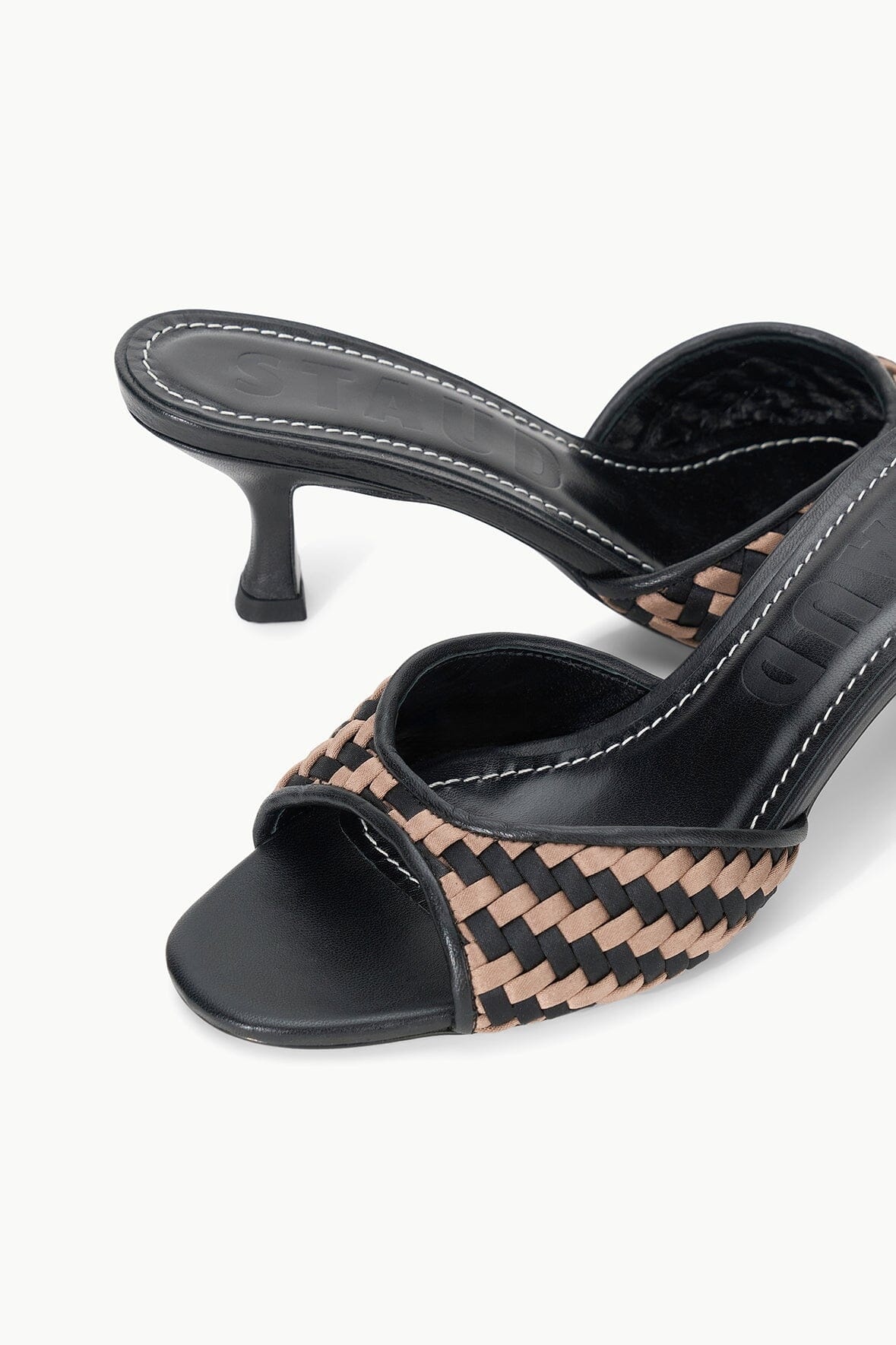 STAUD BRIGITTE MULE BLACK WOVEN - 7