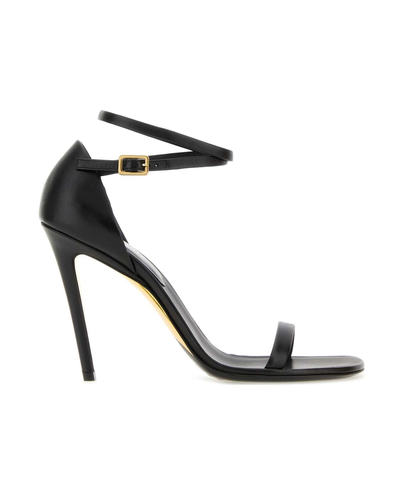 Black Leather Sandals - 1