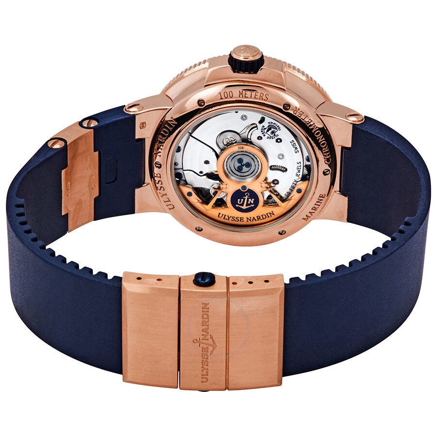 Ulysse Nardin Marine Chronometer Manufacture Blue Dial Blue Rubber Men's Watch 11861263/63 - 3