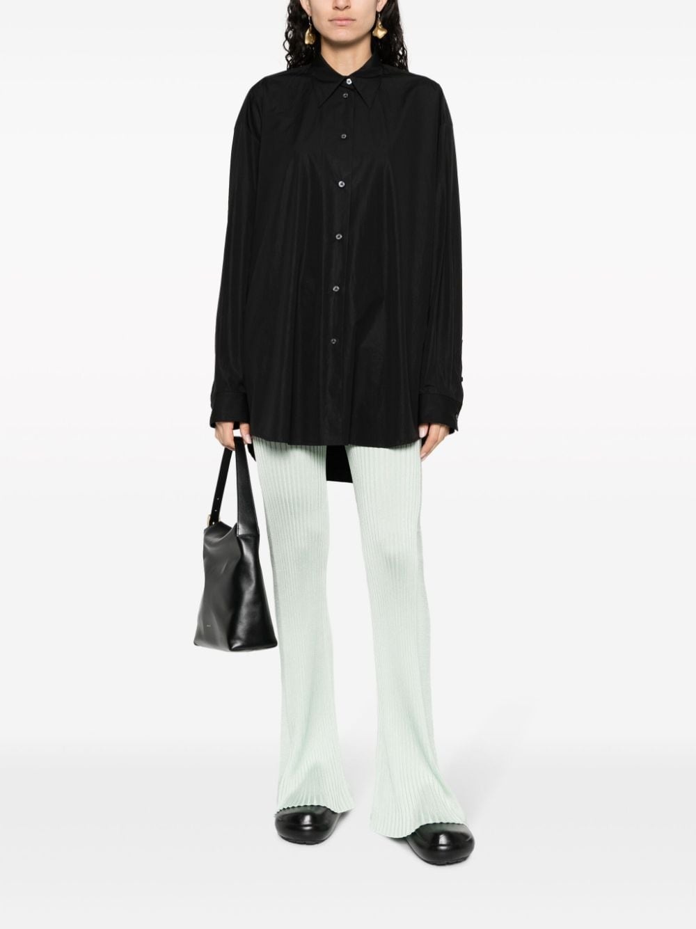 fully-pleated flared-leg trousers - 2