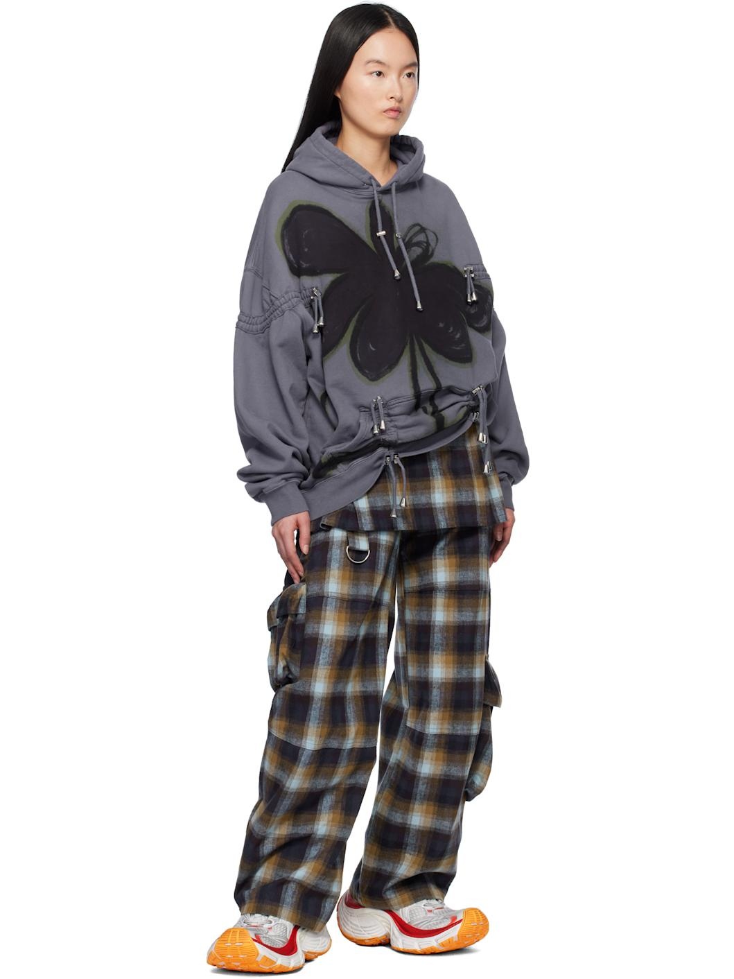 Navy & Brown Lawn Skirt Cargo Pants - 4