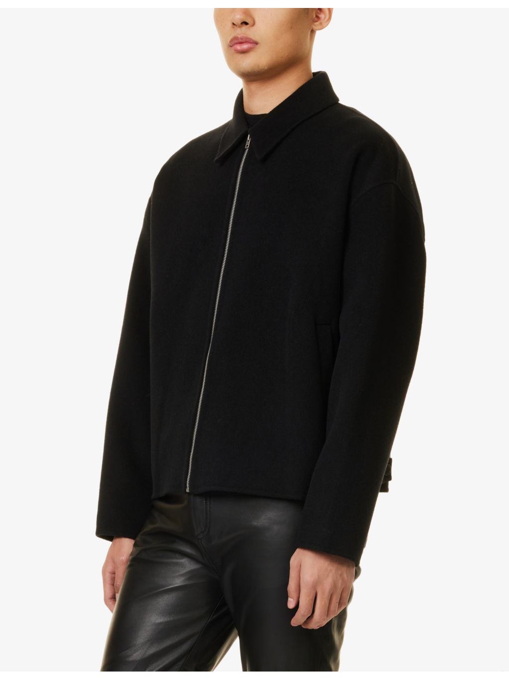 Doverio zip-front long-sleeve wool-felt jacket - 3