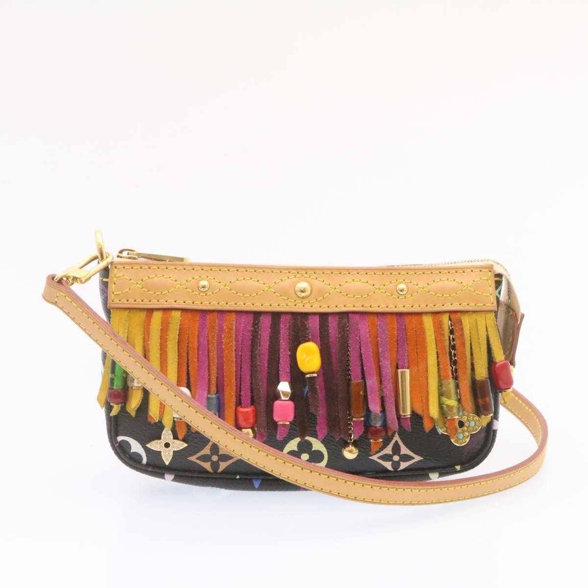 LOUIS VUITTON Monogram Multicolor Bucket Frange Totebag Black M40110 - 11