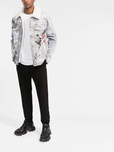 PHILIPP PLEIN painterly-print sherpa denim jacket outlook