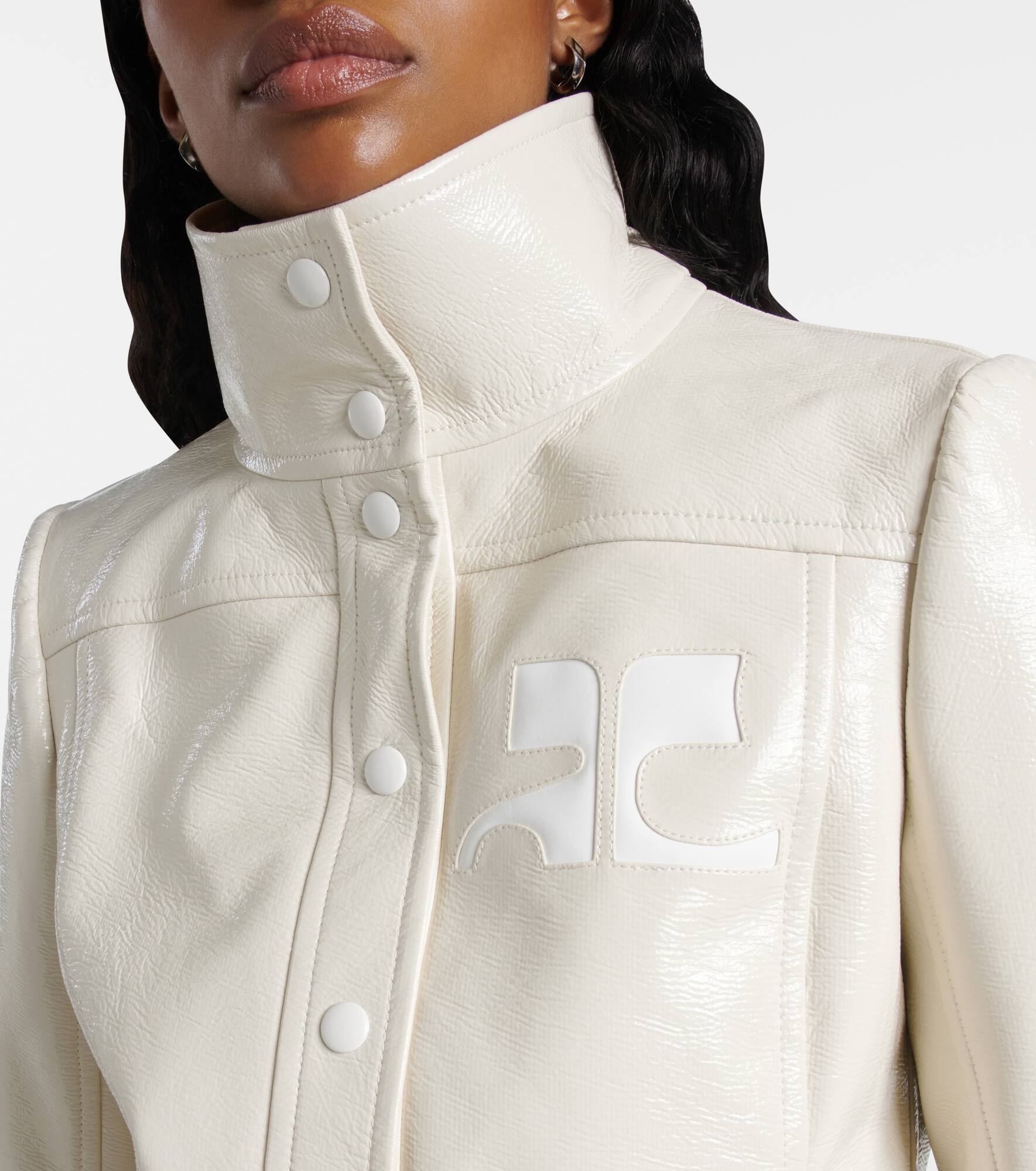Logo faux leather jacket - 4