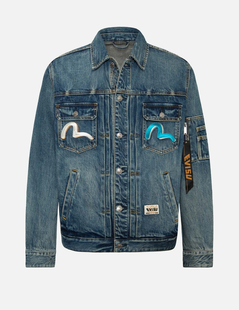 SEAGULL EMBROIDERY 
GODHEAD PRINT RELAX FIT DENIM JACKET 1