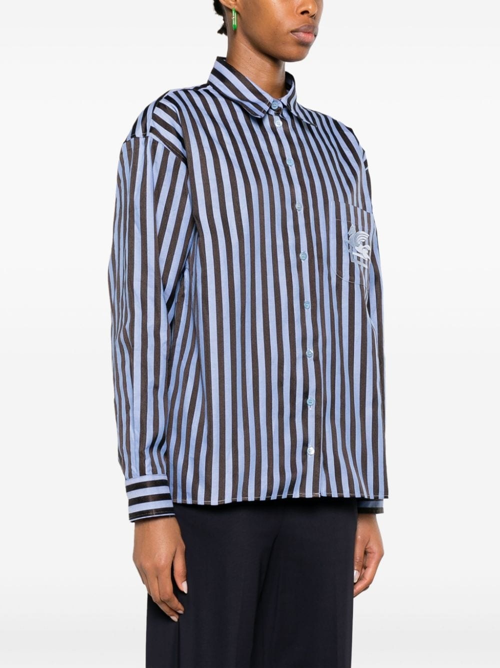 Pegaso-embroidered striped shirt - 3